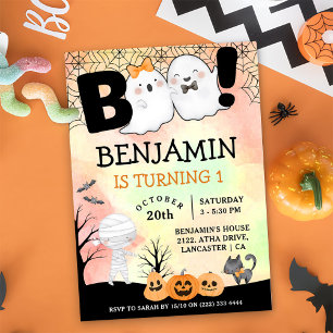 Invitación Niños de Halloween disfrazan Fiesta de primer cump