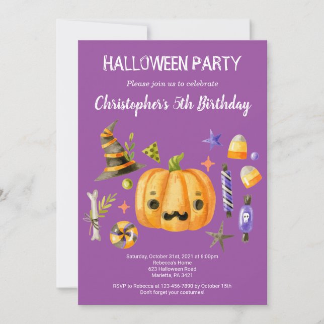 Invitación Niños de Halloween en Spooktacular Cumpleaños Fies (Anverso)