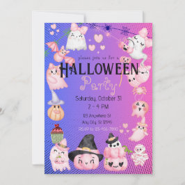 Invitación Niños de Halloween partidos de Halloween Kawaii Pi