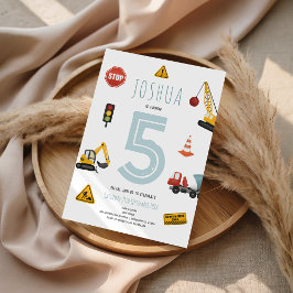 Invitación Niños de la construcción azul moderna Niños Cumple