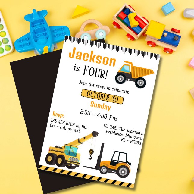 Invitación Niños de la construcción tiran grúa de camión por  (Subido por el creador)