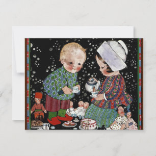 Invitación Niños de la época de la cosecha que tienen un Fies