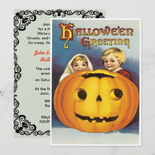 Invitación Niños de la época detrás de una Halloween de calab