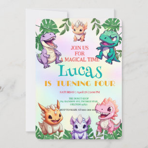 Invitación Niños de la escuela de la jungla de los dinosaurio