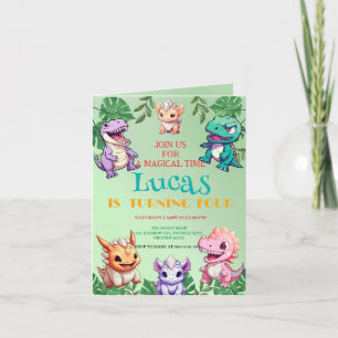 Invitación Niños de la escuela de la selva de los dinosaurios