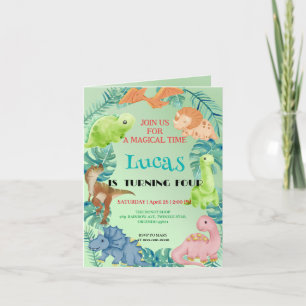 Invitación Niños de la escuela de la selva de los dinosaurios