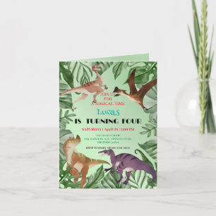 Invitación Niños de la escuela de la selva de los dinosaurios