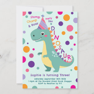 Invitación Niños de la fiesta de cumpleaños de Dinosaur