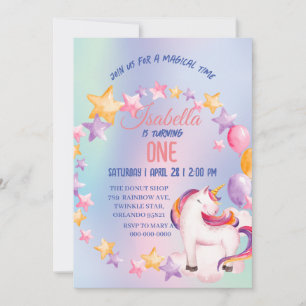 Invitación Niños de la fiesta de cumpleaños del arcoiris de U
