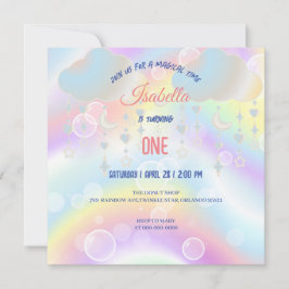 Invitación Niños de la fiesta de cumpleaños del arcoiris de U