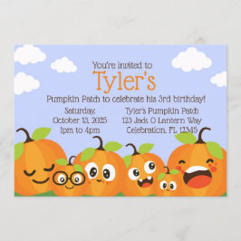 Invitación Niños de la granja de parches de calabaza Cumpleañ
