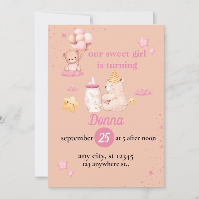 Invitación Niños de la Jungla de Animales fiestas de primer c (Anverso)