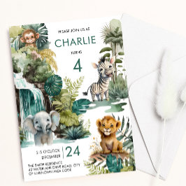 Invitación Niños de la jungla de Safari y Zoológico Cumpleaño