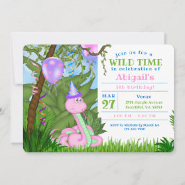 Invitación Niños de la serpiente rosada de la jungla dulce Fi