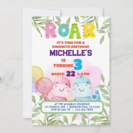 Invitación Niños de los dinosaurios Cute Cumpleaños Dino Chal