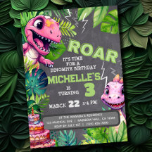 Niños de los dinosaurios Cute Cumpleaños Dino Chal