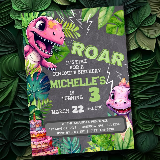 Invitación Niños de los dinosaurios Cute Cumpleaños Dino Chal (Subido por el creador)
