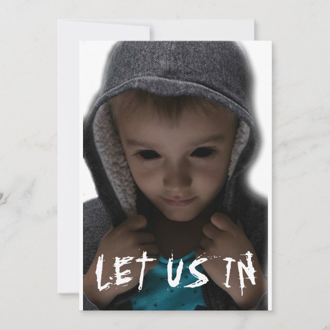 Invitación Niños de Ojos Negros BEK Déjanos Entrar Espeluznan (Anverso)