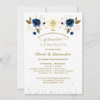 Invitación Niños de Primera Comunión Gemelos Primera Comunión