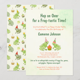 Invitación Niños De Rana Cuta Duermen Bajo El Cumpleaños De L