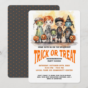 Invitación Niños de Truco o Trato Fiesta de Halloween del Bar
