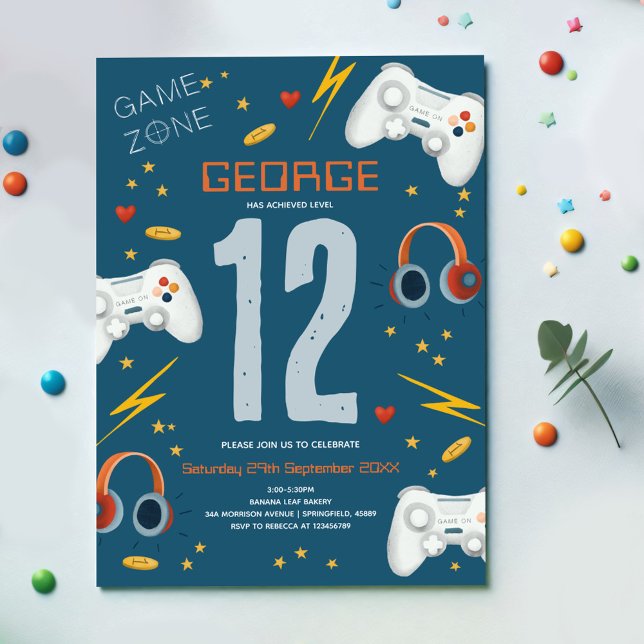 Invitación Niños de videojuegos de Guay niños 12º cumpleaños (Subido por el creador)