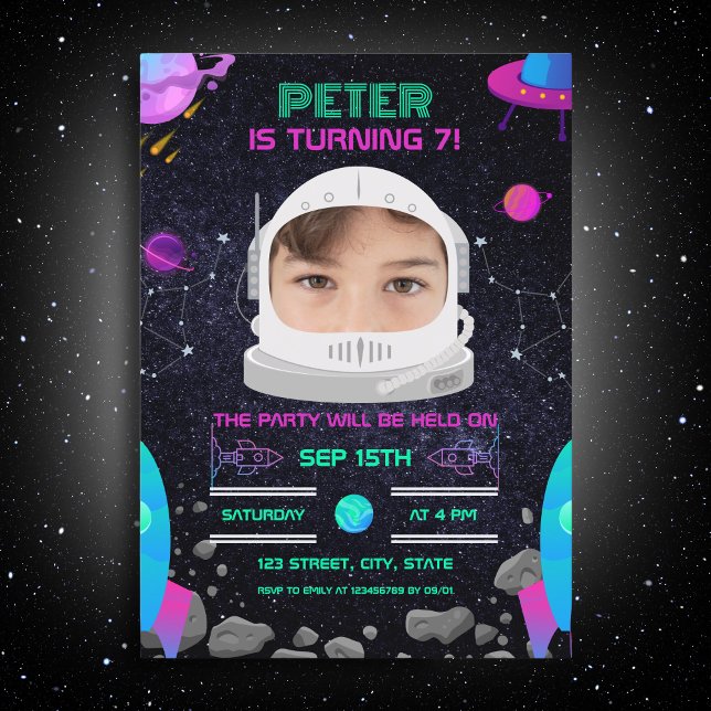 Invitación Niños del espacio exterior Astronautas Fiestas de  (Subido por el creador)