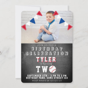 Invitación Niños del estadio Cute de béisbol Chalkboard Foto 