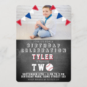 Invitación Niños del estadio Cute de béisbol Chalkboard Foto
