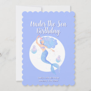 Invitación Niños del tema de la Sirena Púrpura Fiesta de cump