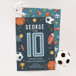 Invitación Niños Deportes Blue Modern Nacimiento