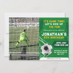 Invitación Niños Deportes Fútbol Foto Cumpleaños Fiesta