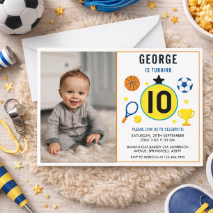 Invitación Niños Deportes Modernos Cumpleaños de Niños   Foto