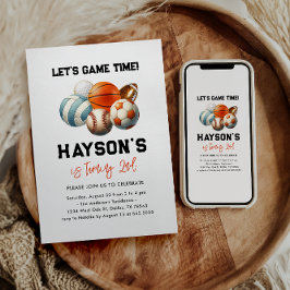 Invitación Niños deportivos modernos fiesta de segundo cumple