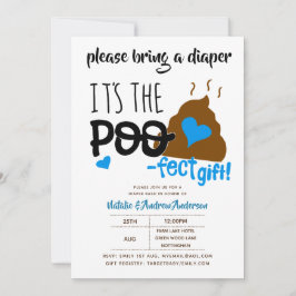 Invitación Niños DIAPER Fiesta Blue POOP Emoji