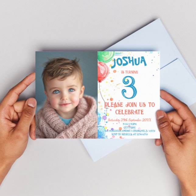 Invitación Niños dibujando globos y fiesta de cumpleaños arco (Subido por el creador)