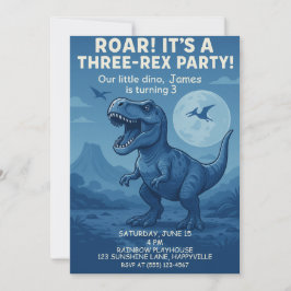 Invitación Niños Dino-mite tercer cumpleaños - Fiesta de tres