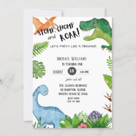 Invitación Niños Dinosaurio primer Fiesta de cumpleaños