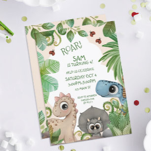 Invitación Niños Dinosaurios 4 Aniversario