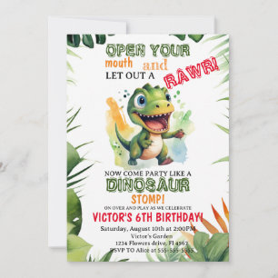 Invitación Niños dinosaurios Nacimiento Dino Trex Boy