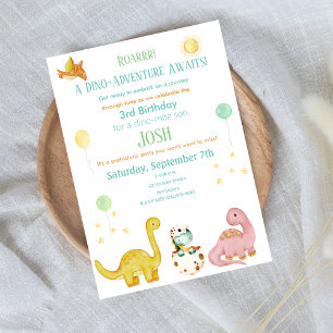 Invitación Niños Dinosaurios Tercer cumpleaños