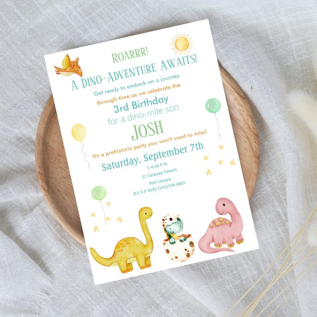Invitación Niños Dinosaurios Tercer cumpleaños (Subido por el creador)