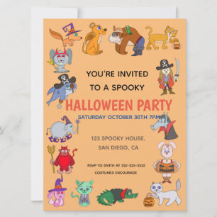 Invitación Niños disfraces Fiesta Halloween