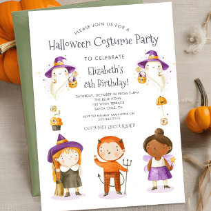 Invitación Niños disfrazados de Halloween Fiesta de cumpleaño