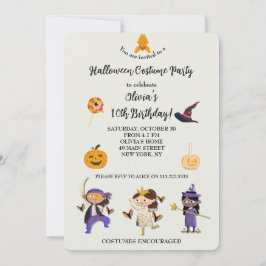 Invitación Niños disfrazados de Halloween Fiesta de cumpleaño