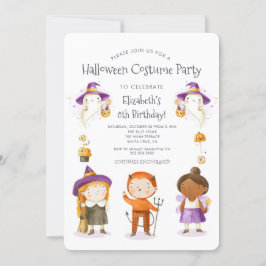 Invitación Niños disfrazados de Halloween Fiesta de cumpleaño