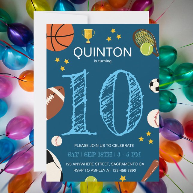 Invitación Niños divertidos Deportes Temáticos Niños Fiesta d (Subido por el creador)