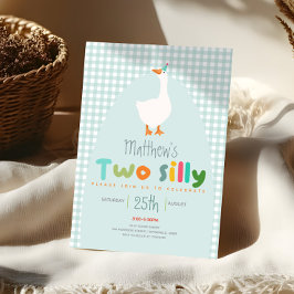 Invitación Niños Dos Granjas Silly Ganso Primer Cumpleaños