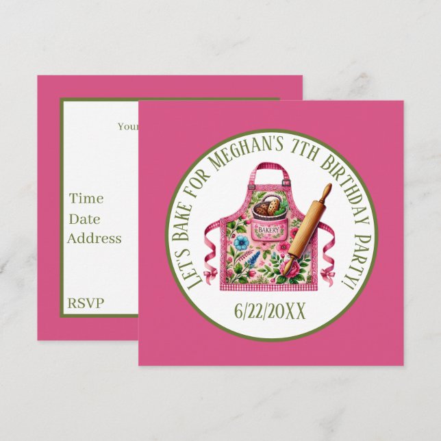 Invitación Niños dulces horneando Fiesta de cumpleaños (Anverso / Reverso)