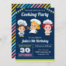 Invitación Niños educados cocinando horneando fiesta de cumpl